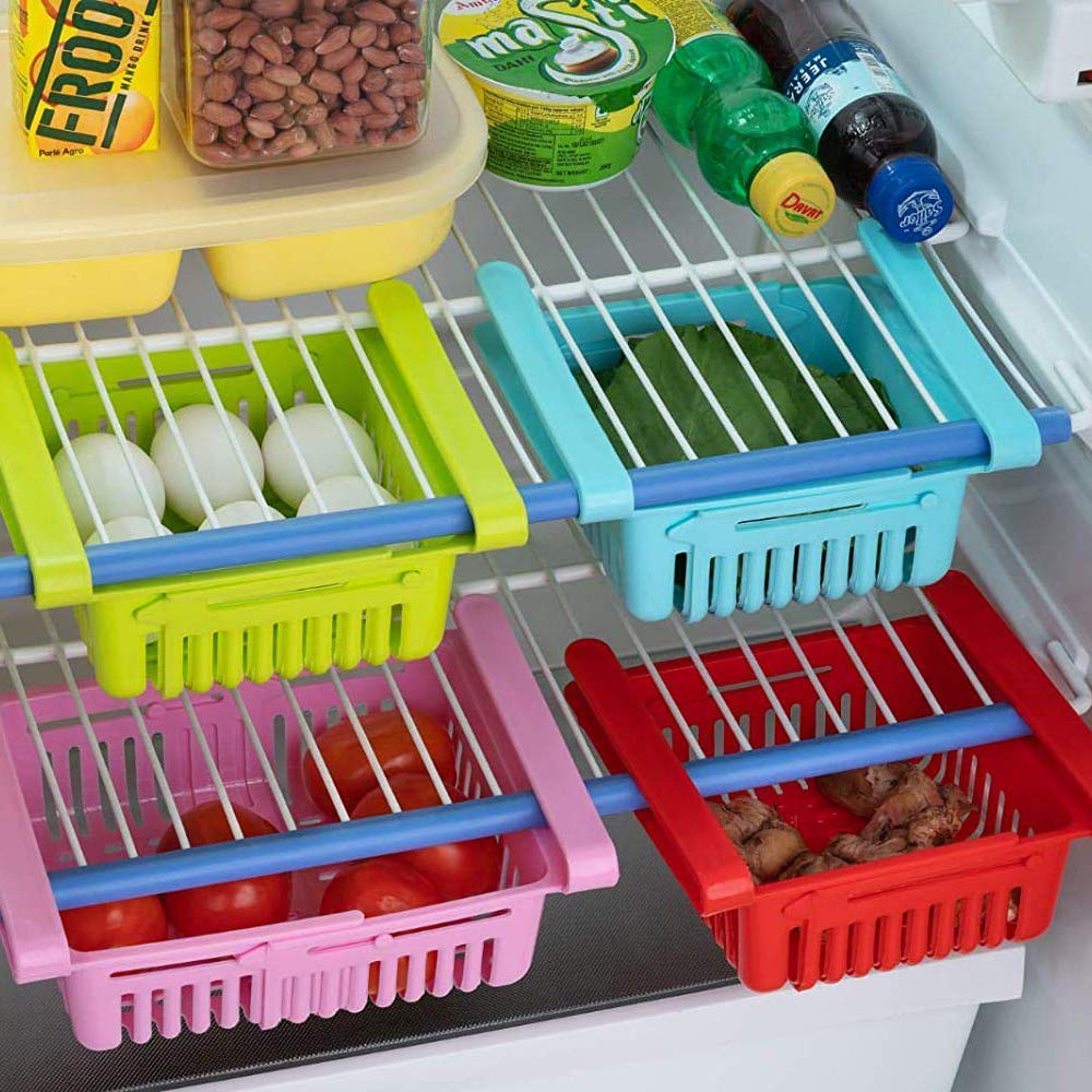 Virgin Freeze Storage Unbreakable Adjustable Multi Color Tray With Extra Storage  Easy To Remove Easy To Clean  Pack Of 4 Tray