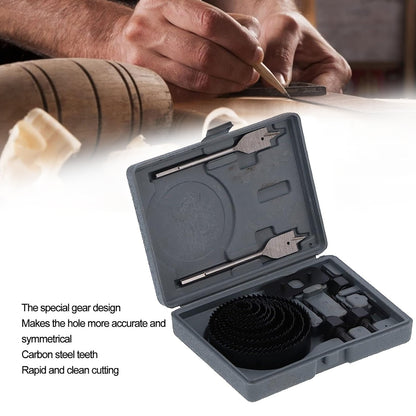 Drill Hole Cutter Carbon Steel High Accuracy Incisive Hole Saw For Cutting Pcv For Cutting Plastic For Cutting Wood Hole Saw Kit (18 Pcs Set)