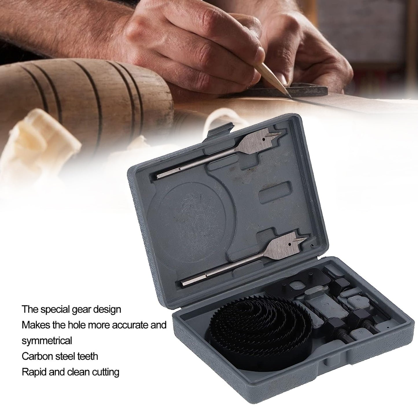 Drill Hole Cutter Carbon Steel High Accuracy Incisive Hole Saw For Cutting Pcv For Cutting Plastic For Cutting Wood Hole Saw Kit (18 Pcs Set)