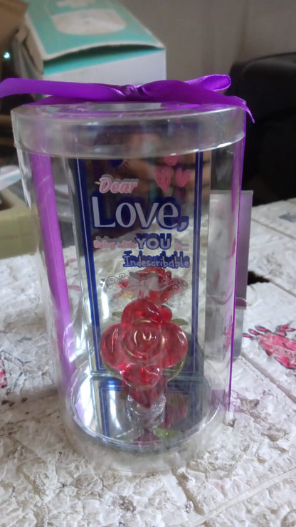 Lovely Rose Gift Showpiece Love Showpiece Valentines Day Gift Cute Anniversary Wedding Birthday Boyfriend Husband Romantic Unique Gift Set Home Decoration Gift Set (1 Pc)