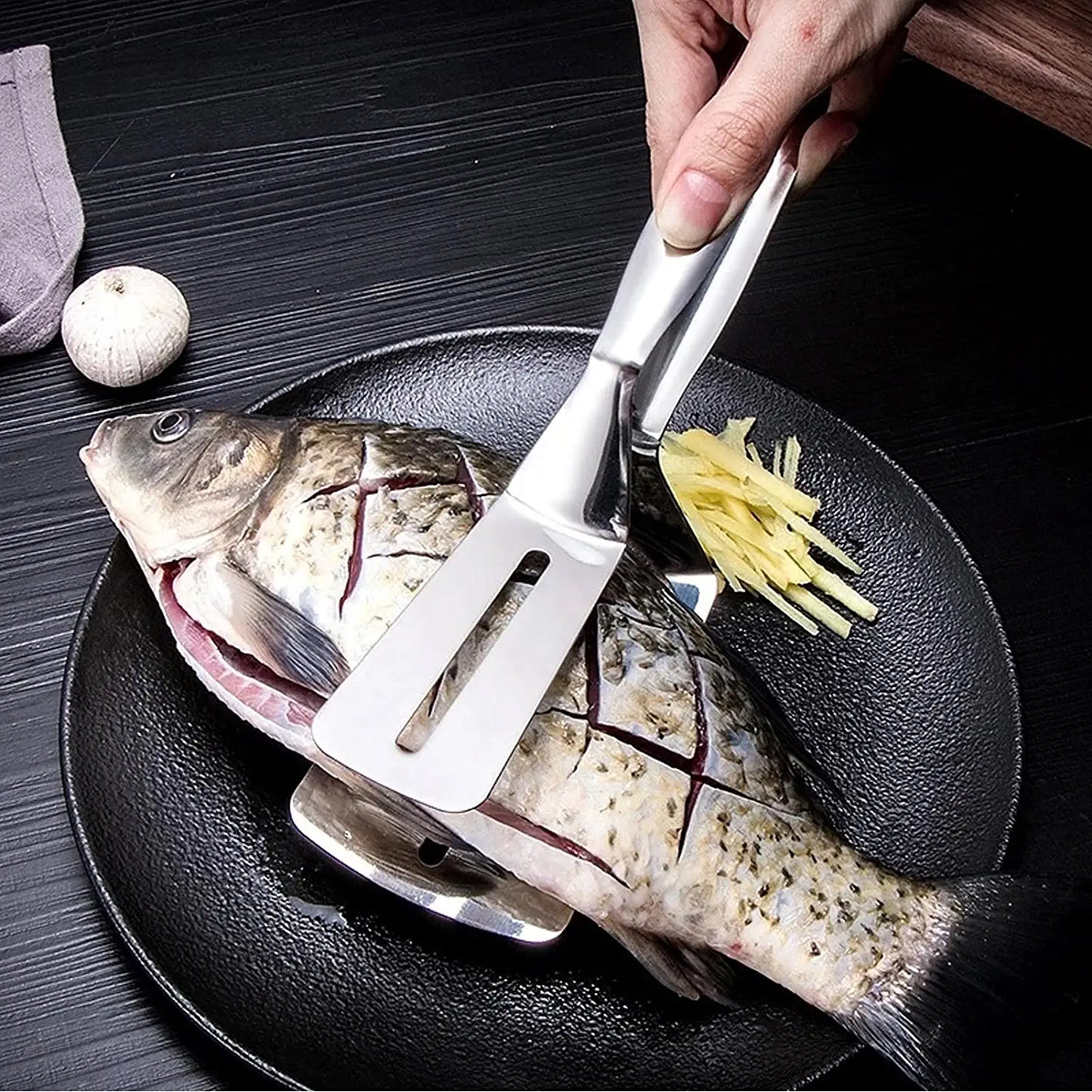 Multifunction Cooking Serving Turner Frying Food Tong. Stainless Steel Steak Clip Clamp Bbq Kitchen Tong.