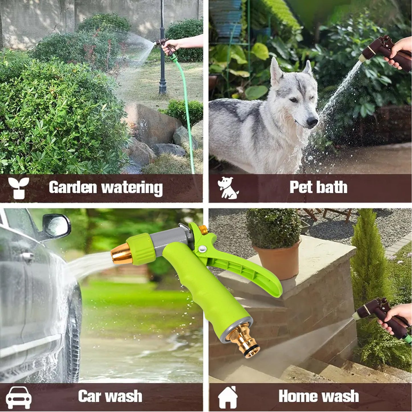 Water Spray Nozzle Hose Sprayer High Pressure Long Range Zinc Alloy Rotatable For Gardening Spray Adjustable High Pressure Car Washer Washing Water Spray Gun