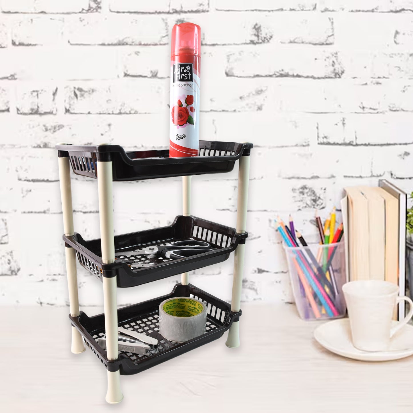 Apexsmall Multiuse Plastic Storage Rack Organizer 3-Tier