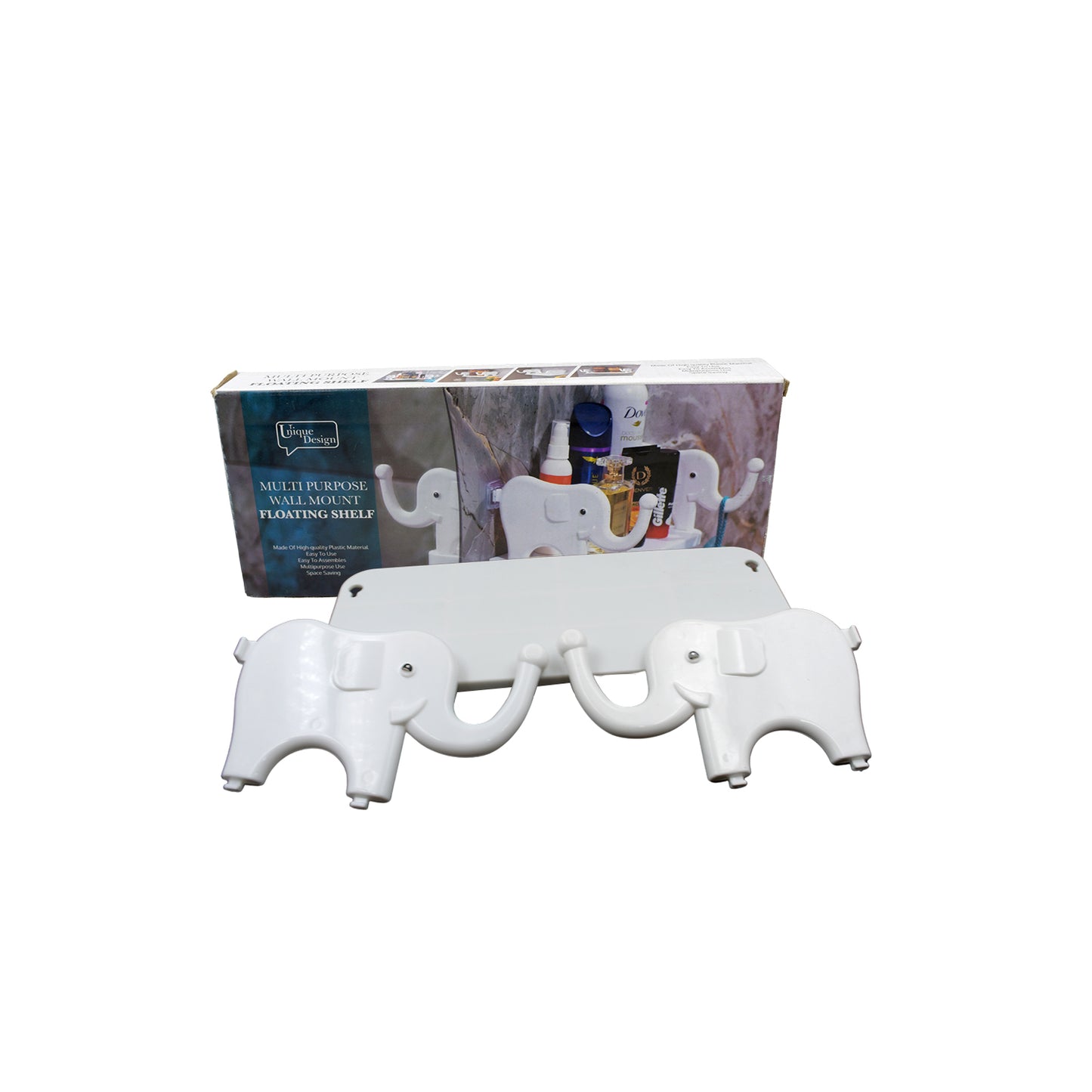 Multifunctional  Elephant Shaped Storage Shelf No Punching Wall Mounted Mini Storage Rack Creative Cute Elephant Shelf Organizer For Kitchen Bathroom Bedroom Study