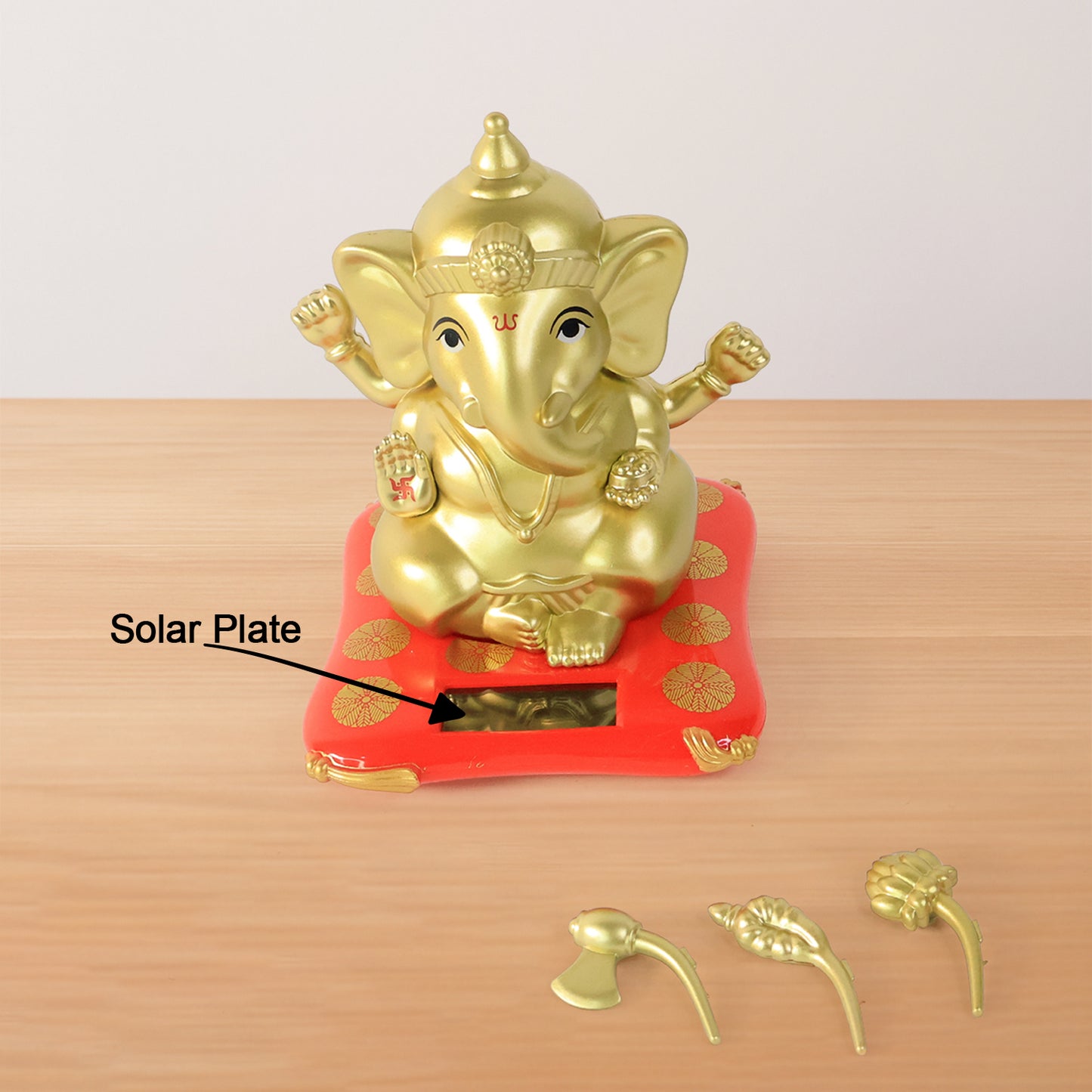 Decorative Religious Large Lord Ganesha Idol With Solar-Powered Base (1 Pc)