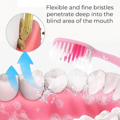 2-In-1 Tooth Brush With Tongue Scraper Soft Bristle  Long Handle (8Pcs) Soft Toothbrush