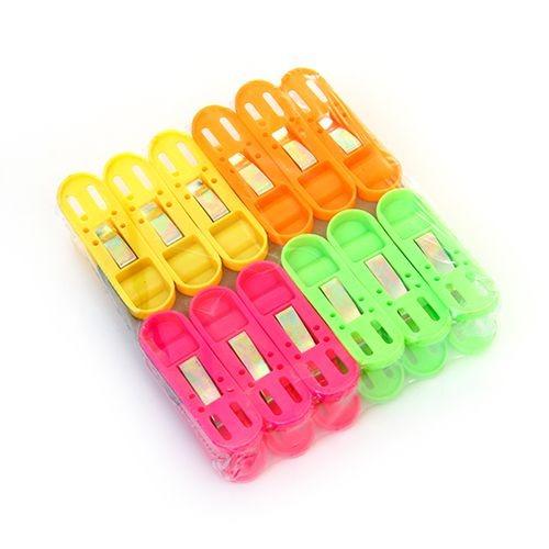 Cloth Drying Non-Slip Light Plastic Clips  (Multicolour) (Pack Of 12)
