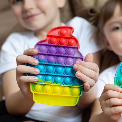Ice Cream Softy- Fidget Popping Sounds Toy Bpa Free Silicone Push Bubbles Toy For Autism Stress Reliever Sensory Toy Pop It Toy
