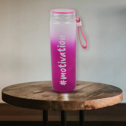 Motivational Glass Bottle Colorful Portable Water Glass Bottle With Rubber Banddaily Intake Hourly Water Bottle To Ensure You Drink Enough Water Throughout The Dayreusable Cycling Gym Workout Fitnessbottle(Approx 350 Ml)