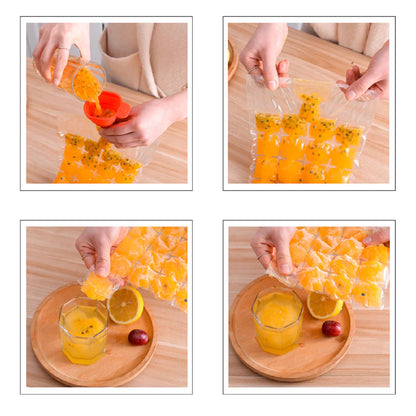 Disposable Ice Cube Bags Stackable Easy Release Ice Cube Mold Trays Self-Seal Freezing Makercold Ice Pack Cooler Bag For Cocktail Food Wine