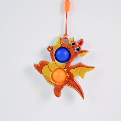 2-Bubble Dragon-Shaped Push Pop Fidget Toy With Strap (1 Pc)