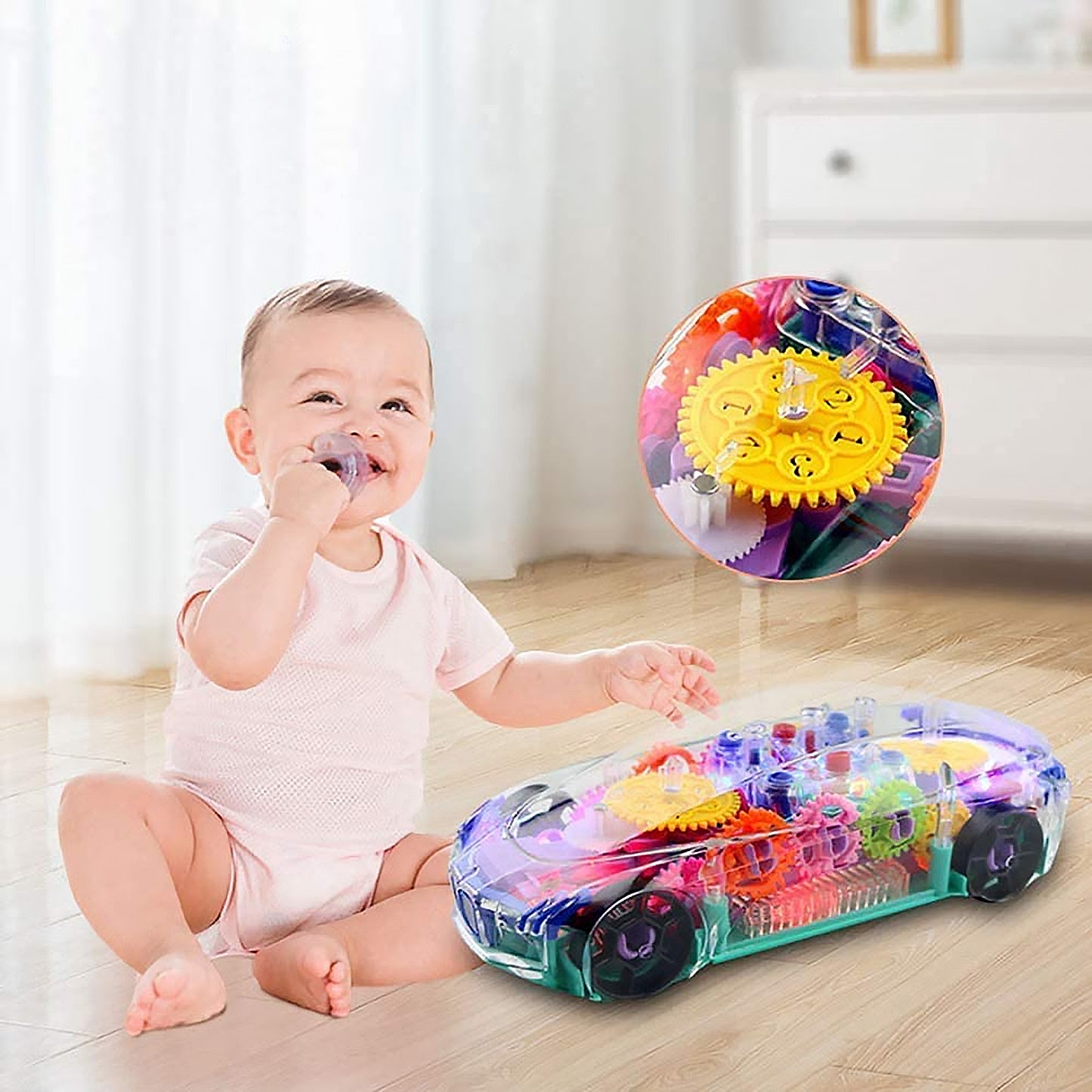 Automatic 360 Degree Rotating Transparent Gear Concept Car With Musical And 3D Flashing Lights Toy For Kids Boys  Girls (Multicolor  Battery Not Included)