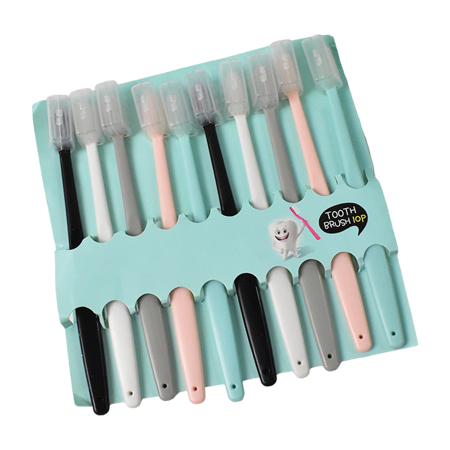 Kidsadults Ultra Soft-Bristled Toothbrush With Cover (10 Pcs Set)