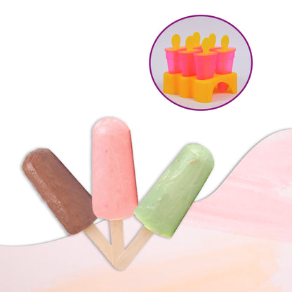 Kulfi Maker Moulds Set Plastic Homemade Kulfi Mould 6Pcs Set For Freezer Use