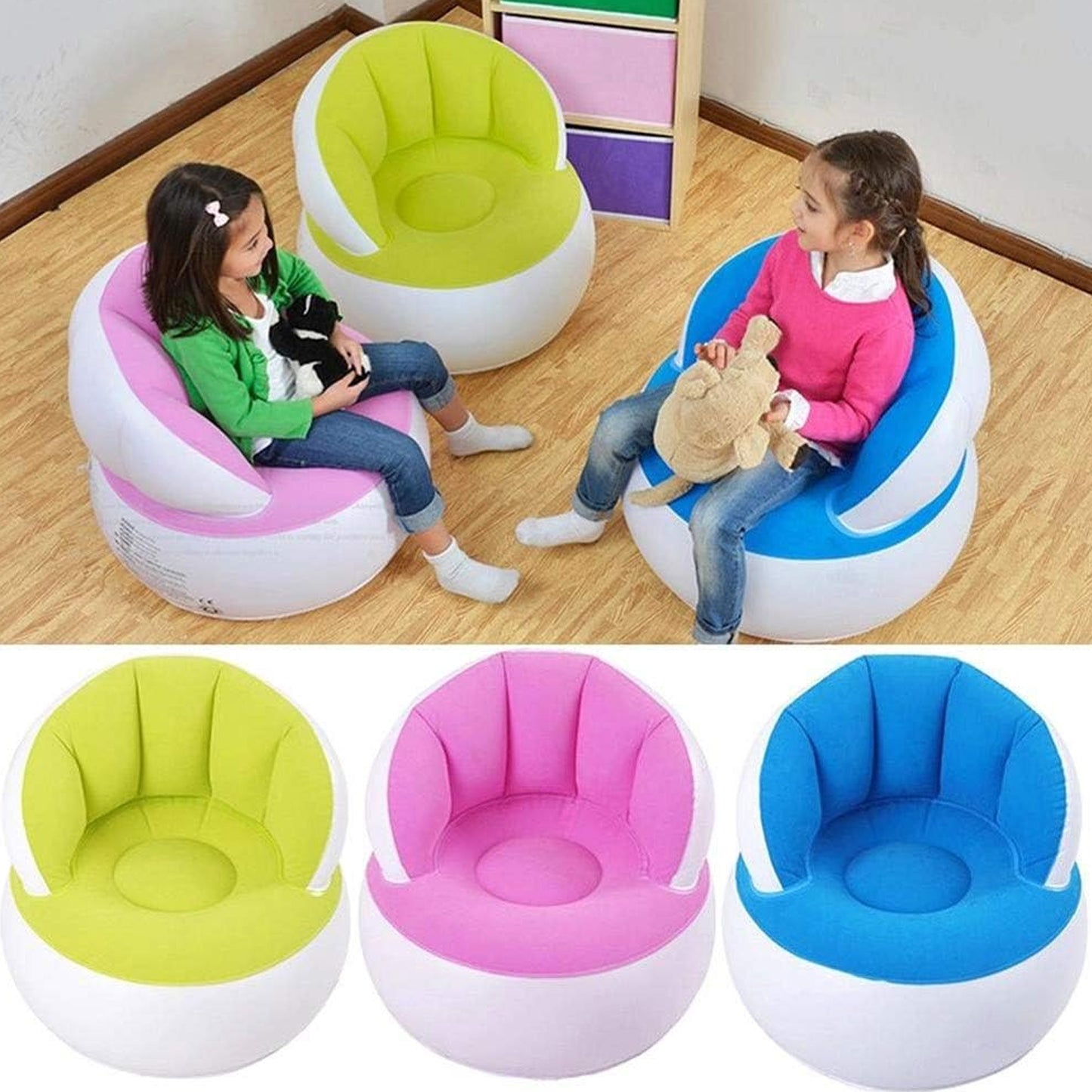Kidsinflatable Sofa Chair With Backrest  Foot Air Pump With Hose (1 Set  85X74 Cm Approx)
