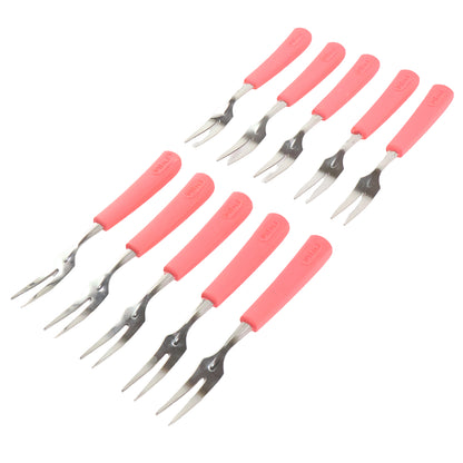 Premium Stainless Steel Fruit Fork Set  10 Pieces With Soft Non-Slip Handle