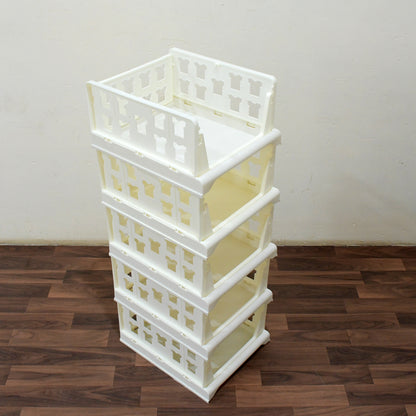 5 Layer Stackable Multifunctional Storagefor Clothes Foldable Drawer Shelf Basket Utility Cart Rack Storage Organizer Cart For Kitchen Pantry Closet Bedroom Bathroom Laundry (5 Layer 1 Pc)