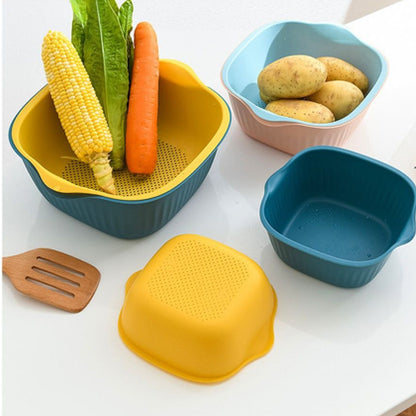 Kitchen Bowl Plastic Washing Bowl And Strainer Drainer Basket For Home  Kitchen Use