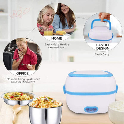 Electric Lunch Box Portable Food Warmer Food Heating Lunch Box Removable Food-Grade Stainless Steel Compartments 220V 200W For Car Truck Office