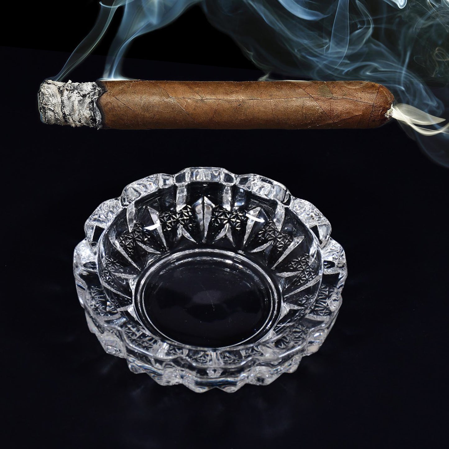 Paricutin Glass Crystal Quality Cigar Cigarette Ashtray Round Tabletop For Home Office Indoor Outdoor Home Decor