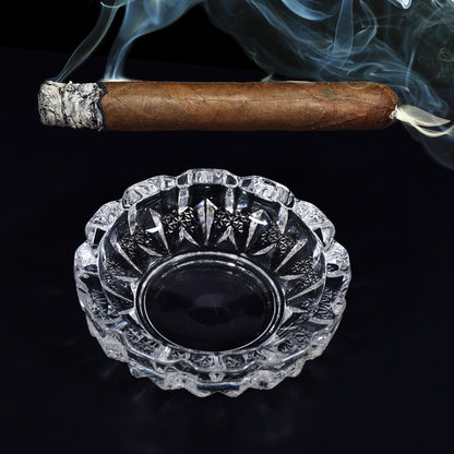 Paricutin Glass Crystal Quality Cigar Cigarette Ashtray Round Tabletop For Home Office Indoor Outdoor Home Decor
