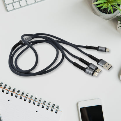 3 In1 Multi Super Fast Charging Cable (1 Pc  1200 Mm)