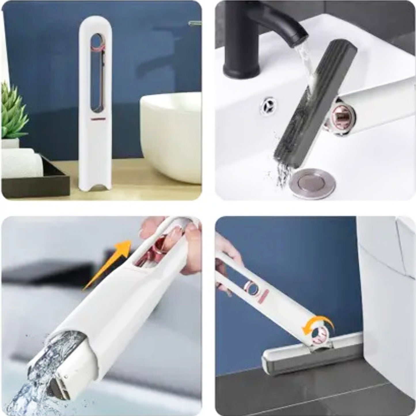Portable Self-Squeeze Short Mop Mini Hand Wash-Free Strong Absorbent Mop With 1 Cotton Head Cleaning Sponge For Bathroom Kitchens Table