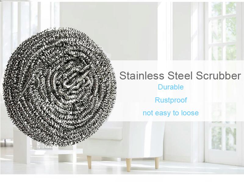 Round Shape Stainless Steel Scrubber (Pack Of 6)