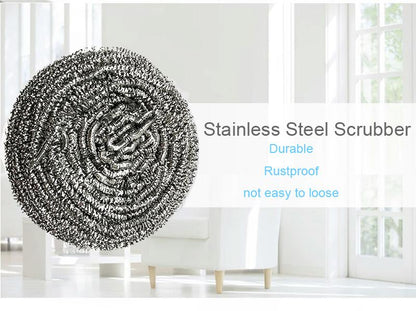 Round Shape Stainless Steel Scrubber (Pack Of 6)