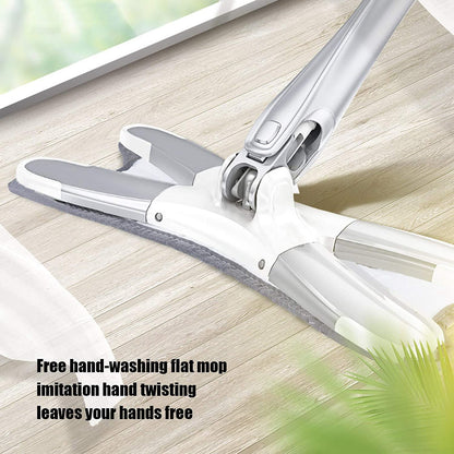X Shape Mop Or Floor Cleaning Hands-Free Squeeze Microfiber Flat Mop System 360 Flexible Head Wet And Dry Mop For Home Kitchen With 1 Super-Absorbent Microfiber Pads.