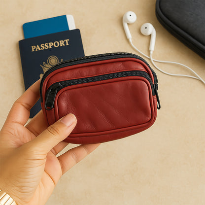 Premium Leather Zippered Card Holder  Accessories Case