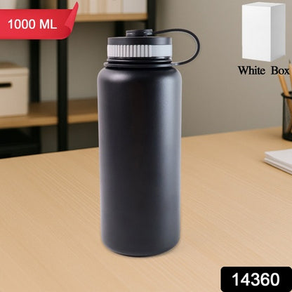Blackstainless Steel Double Wall Vacuum-Insulated Drink Water Bottle (1000 Ml)