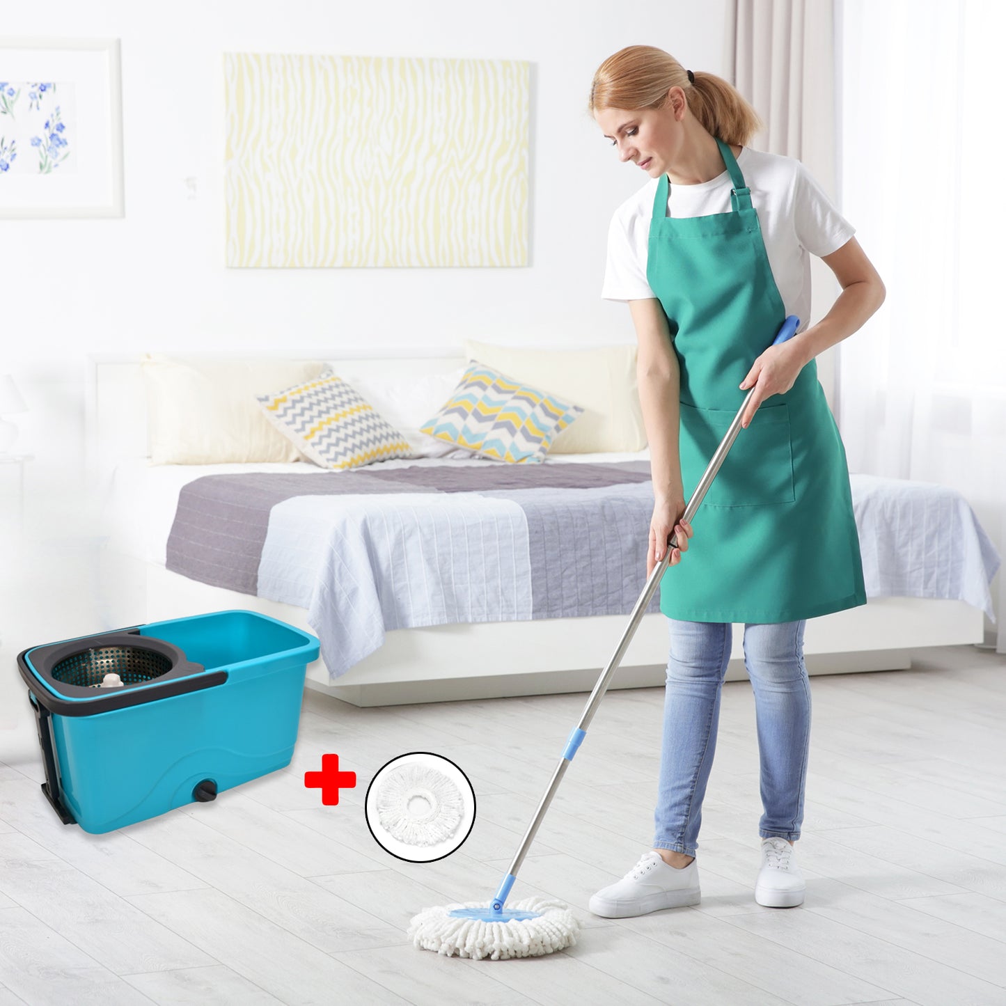 Quick Spin Mop Plastic Spin Bucket Floor Cleaning Easy Wheels  Big Bucket Floor Cleaning Mop With Bucket