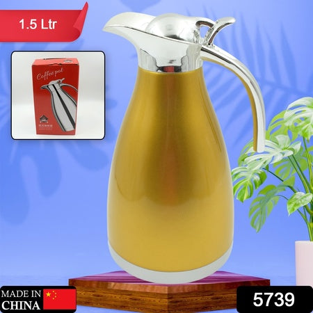 Vacuum Insulated Kettle Jug Vacuum Insulated Thermo Kettle Jug Insulated Vacuum Flask Vacuum Kettle Jug Stainless Steel For Milk Tea Beverage Home Office Travel Coffee (1.5 Ltr) (1Pc)