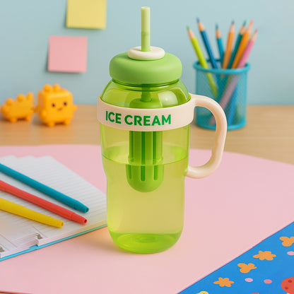 1300Ml Large Capacity Cute Ice Cream Themed Water Bottle With Handle Straw  Fruit Infuser  Leakproof Sipper For Kids  Adults