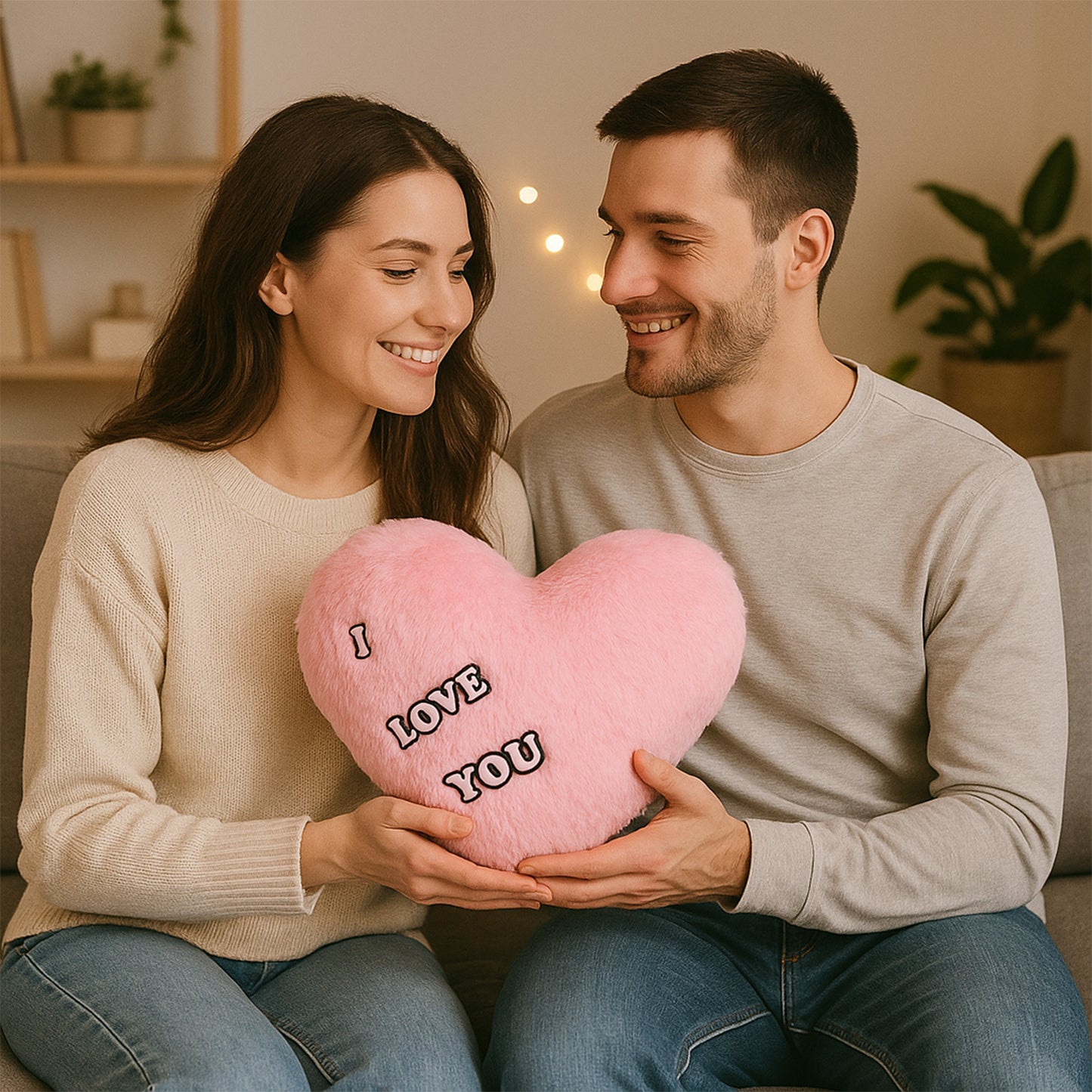 Softplush Heart Shape Cushion With I Love You (1 Pc)