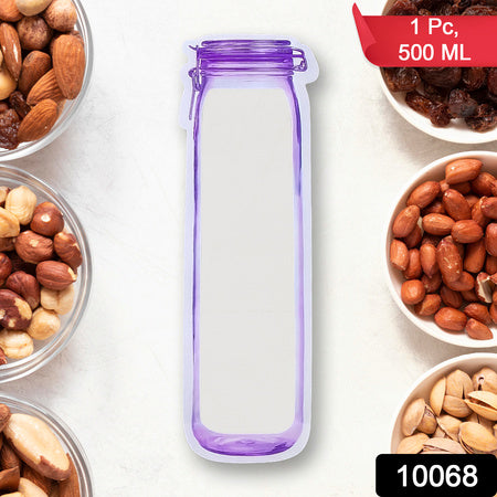 Foodstorage Bag Bottles Shape Ziplock Bags Reusable (1 Pc  500 Ml)