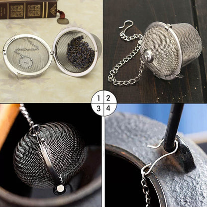 Stainless Steel Spice Tea Filter Herbs Locking Infuser Mesh Ball