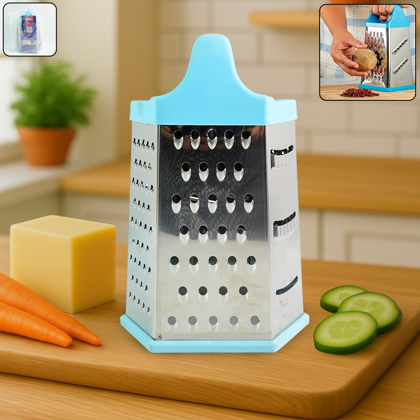 Rituheavy-Duty 7-In-1 Multipurpose Stainless Steel Hexagonal Grater