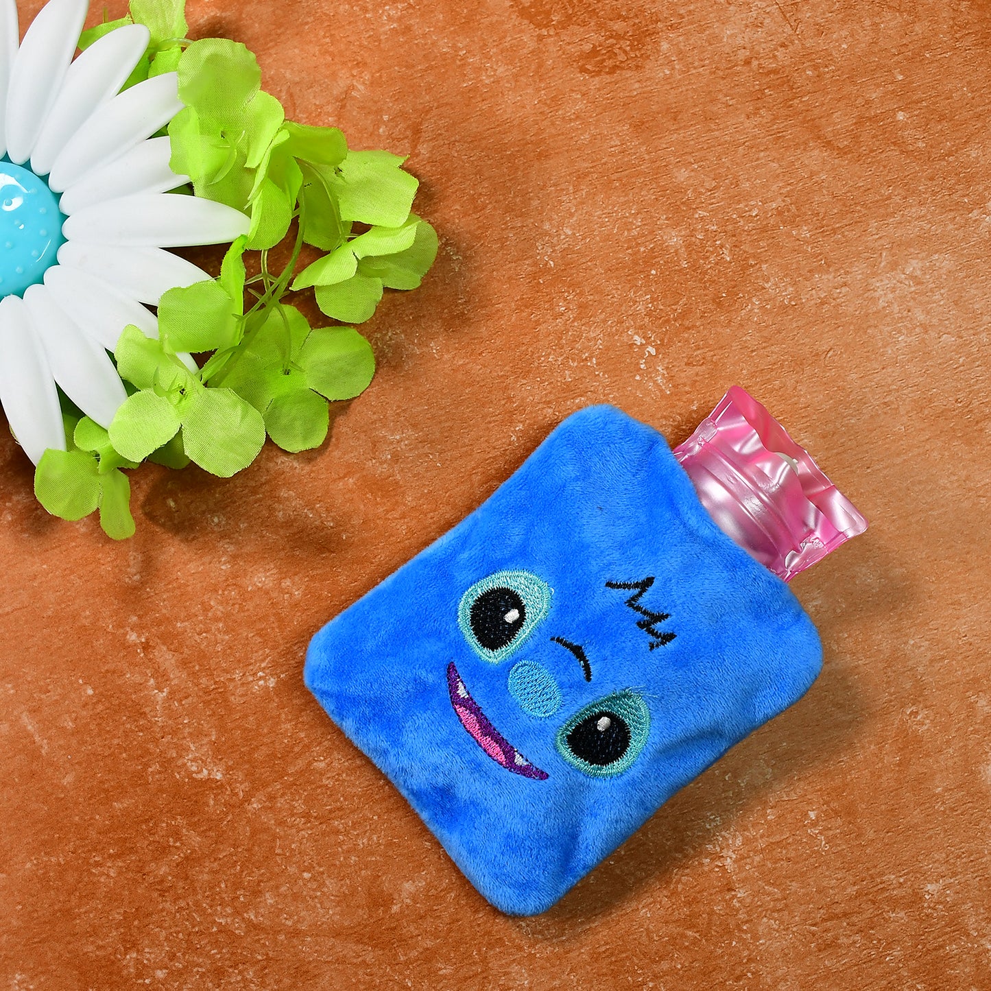 Blue Stitch Small Hot Water Bag With Cover For Pain Relief Neck Shoulder Pain And Hand Feet Warmer Menstrual Cramps.