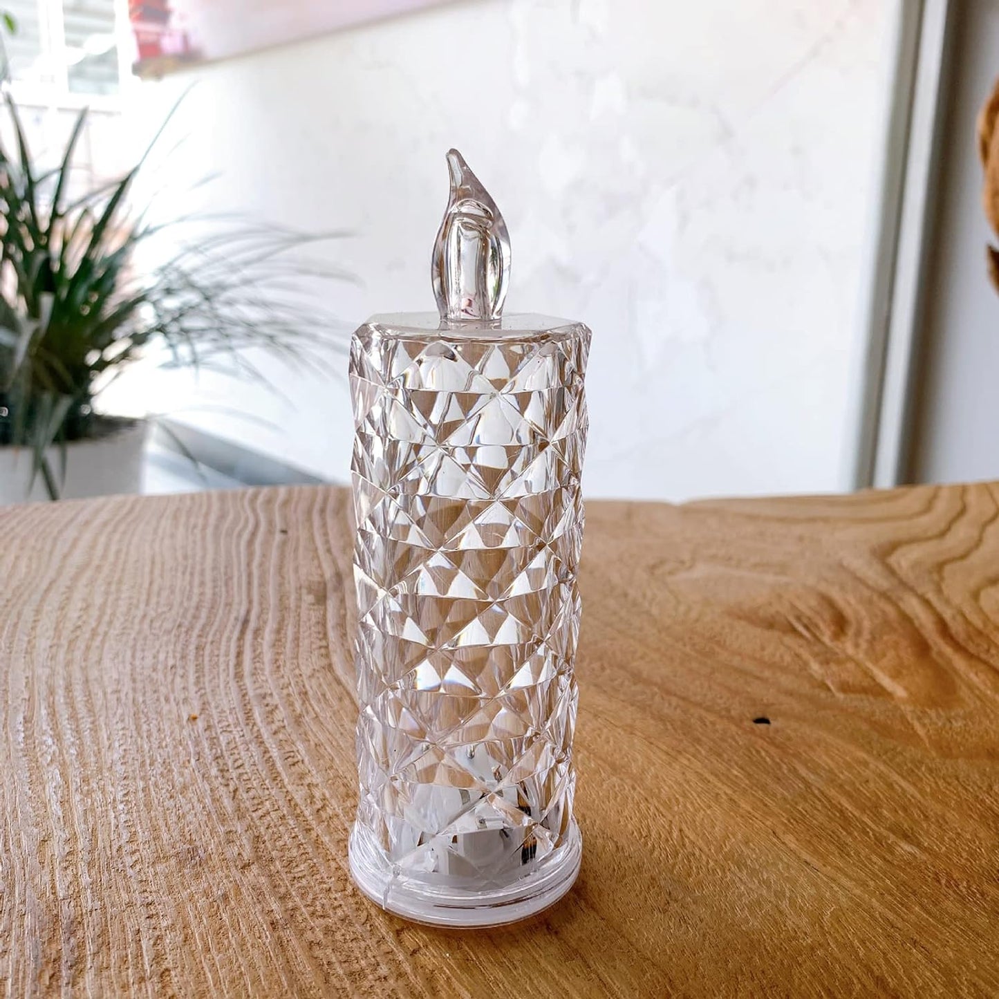 Rose Candles Led Flameless And Smokeless Decorative Acrylic Transparent Candles Led Tea Light Candle Perfect For Gifting Home Diwali Christmas Crystal Candle Lights (1 Pc)  (Moq - 12 Pc )