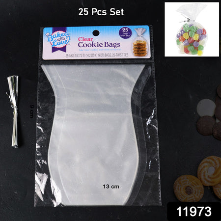 Clearcookie Bags Gift Bag Clear Flat Treat Bags (25 Pcs Set)