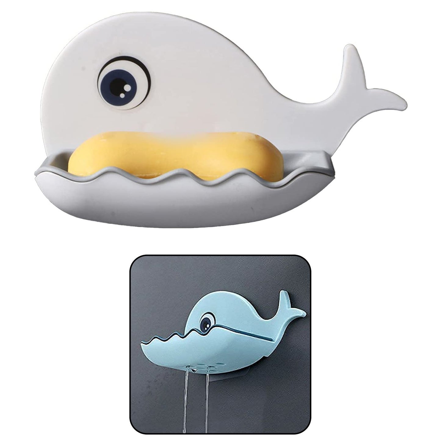 Fish Shape Soap Dish Adhesive Waterproof Wall Mounted Bar Soap Dish Holder  (Pack Of 2Pc)