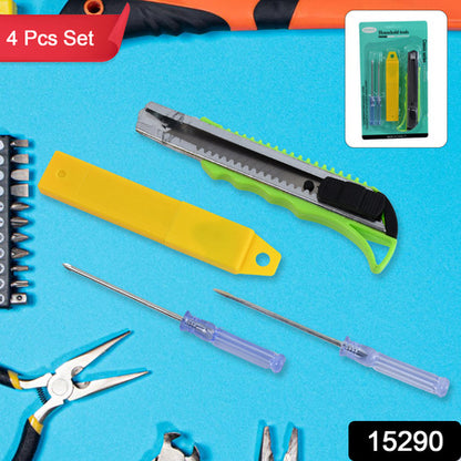 Heavyduty Working Cutter Knife With Replacement Blade 2 Screwdriver Hand Tool (4 Pc Set)