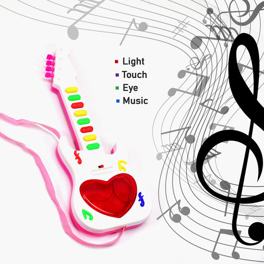 Battery Operated Musical Instruments Mini Guitar Toys And Light For 3+Years Old Kids.