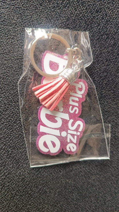 Textkeychain With Glitter Finish And Tassel Charm (1 Pc)