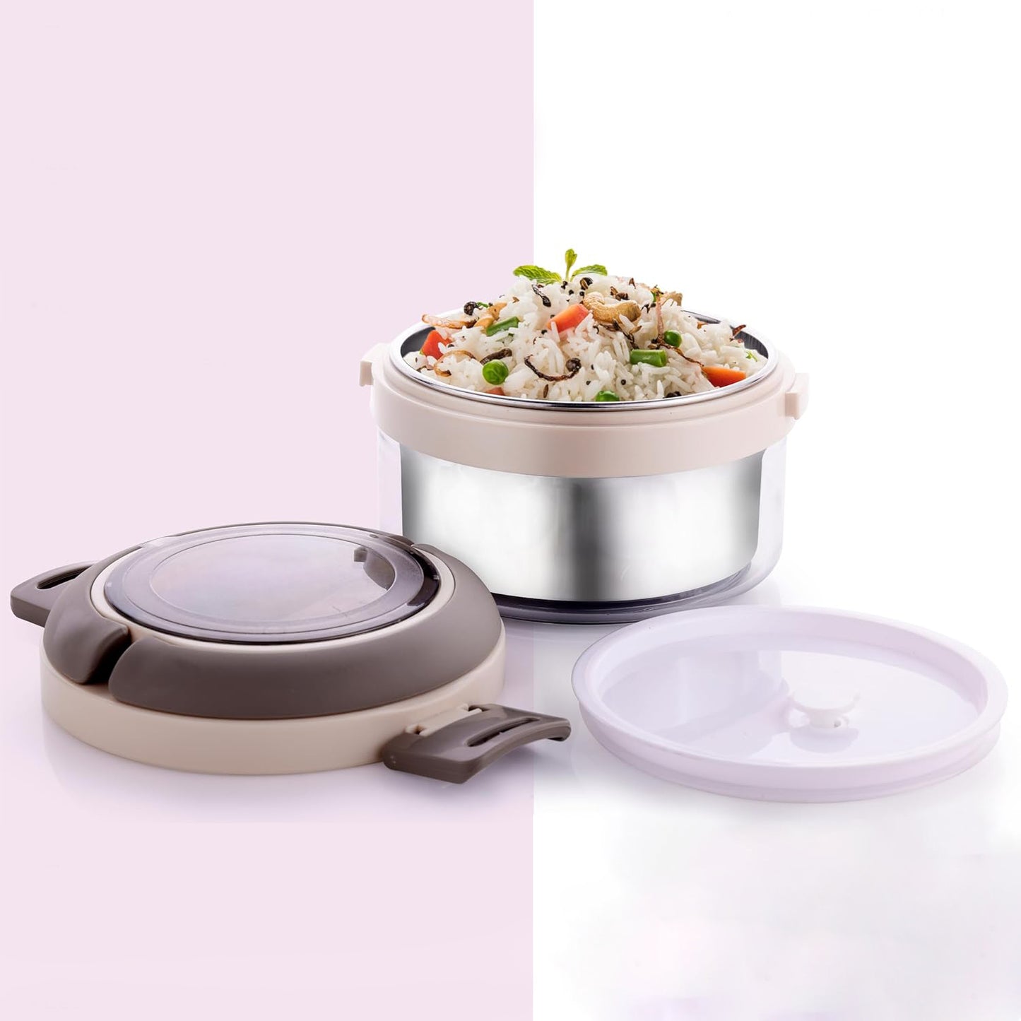 Ganesh Tiara 400Ml Stainless Steel Insulated Lunch Box With Leakproof Lid  Folding Spoon