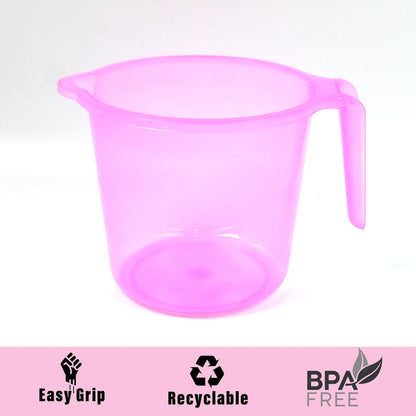 Plastic Round Transparent Bath Water Mug (1 Pc  1200 Ml  Mix Color)