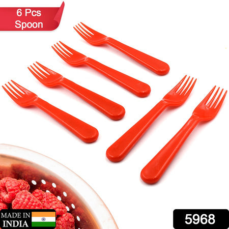 Plastic Fork Spoon Fork Spoon Set Fruit Fork Spoon Set  Baby Fork Spoonvegetable Fork Spoon Plastic Salad Spoon Dessert Spoon (6Pc Set)