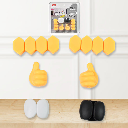 Selfadhesive Hooks For Cable Clips Desktop Cable Organizer (6 Pcs Set  Mix Design)